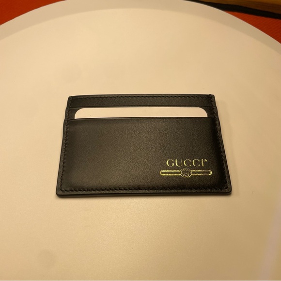 Gucci black leather card case holder; NEW. - Picture 4 of 6